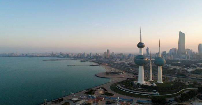 FILE PHOTO: An aerial view shows Kuwait City after the country entered virtual lockdown,