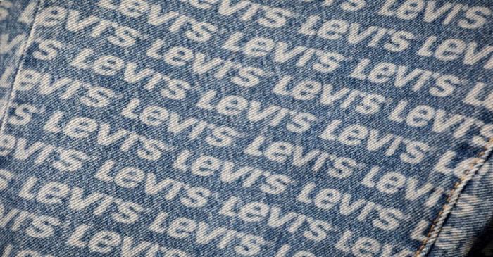 FILE PHOTO: The Levi's logo is seen stained on pants in a Levi Strauss store in New York