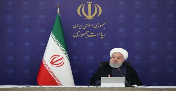 Iranian President Hassan Rouhani speaks during the cabinet meeting, as the spread of the