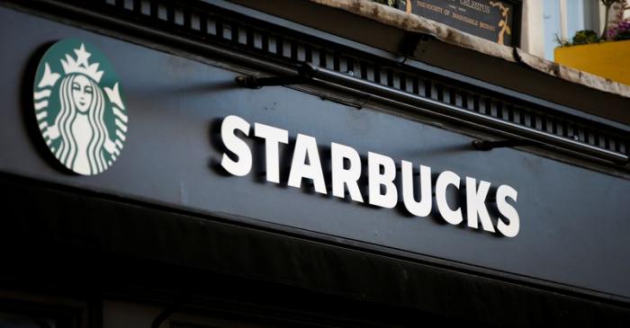 General view of a Starbucks coffee shop in London