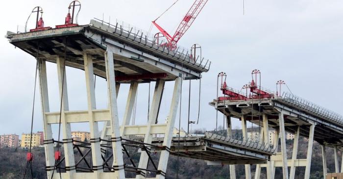 FILE PHOTO: General view on the collapsed Morandi Bridge in Genoa, Italy