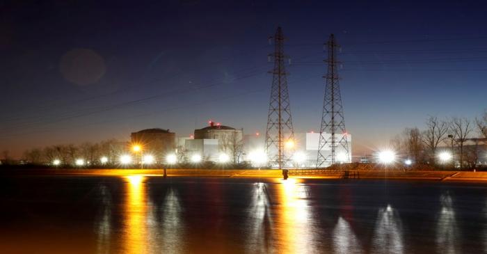 FILE PHOTO: Night view shows Electricite de France nuclear power plant near Fessenheim