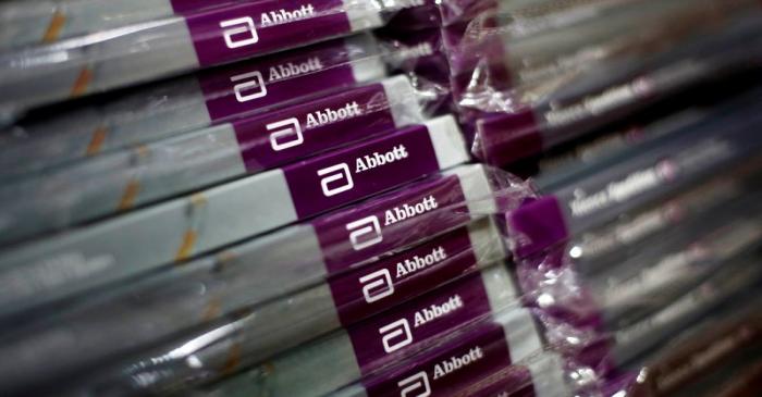 FILE PHOTO: Boxes of Abbott's heart stents are pictured inside a store at a hospital in New