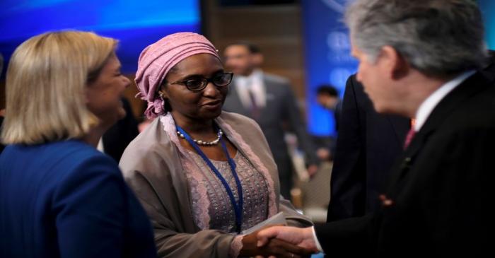 Nigerian Finance Minister Zainab Ahmed attends the IMF and World Bank's 2019 Annual Spring