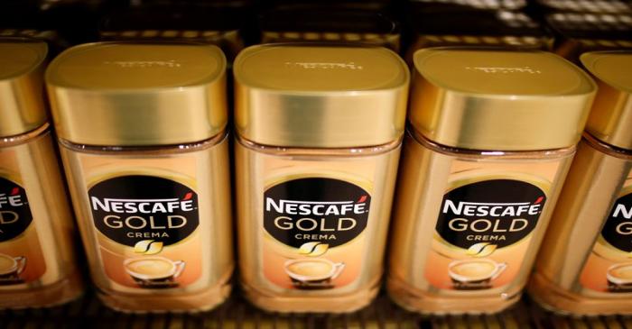 FILE PHOTO: Jars of Nescafe Gold coffee by Nestle are pictured in the supermarket of Nestle
