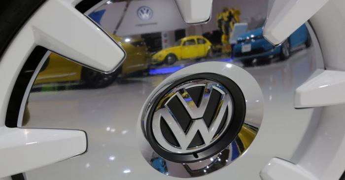 FILE PHOTO: A Volkswagen Beetle is reflected in the chrome of a wheel at the Canadian