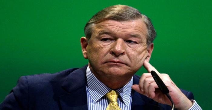 FILE PHOTO: Outgoing Swiss bank UBS Chairman of the Board of Directors Ospel gestures during