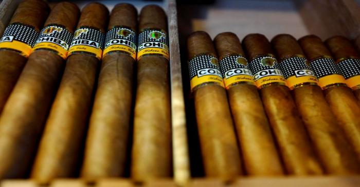 FILE PHOTO: Cigars from Cuban luxury tobacco brand Cohiba are on display at a tobacco shop in