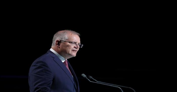 Australian Prime Minister Morrison speaks during a state memorial honouring victims of the
