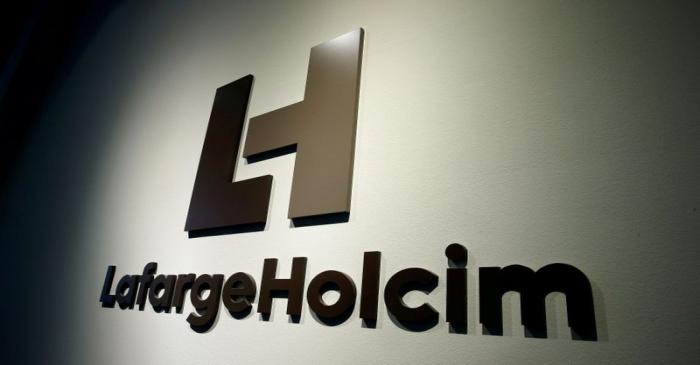 FILE PHOTO: The logo of LafargeHolcim, the world's largest cement maker, is seen in Zurich