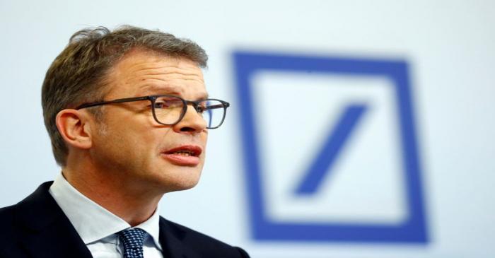 FILE PHOTO: Deutsche Bank CEO Christian Sewing speaks during the bank's annual news conference