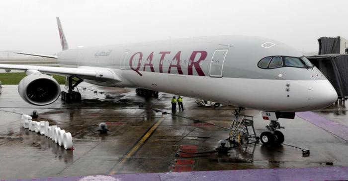 FILE PHOTO: An Airbus A350-1000 aircraft of Qatar Airways is pictured after a delivery ceremony