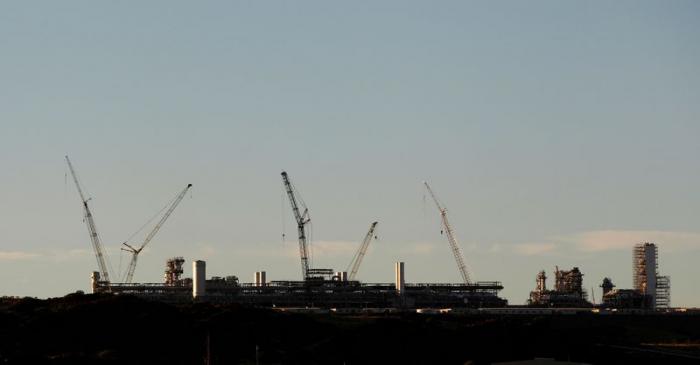 FILE PHOTO: The North West Shelf Gas Project is seen at sunset in Burrup at the Pilbarra region