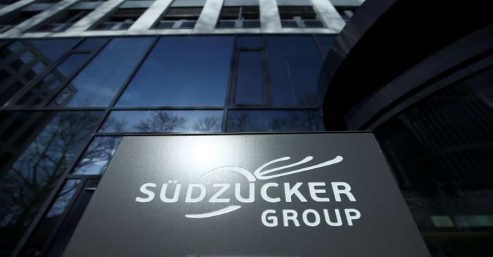 FILE PHOTO: A company logo of Suedzucker Group is pictured at the headquarters in Mannheim