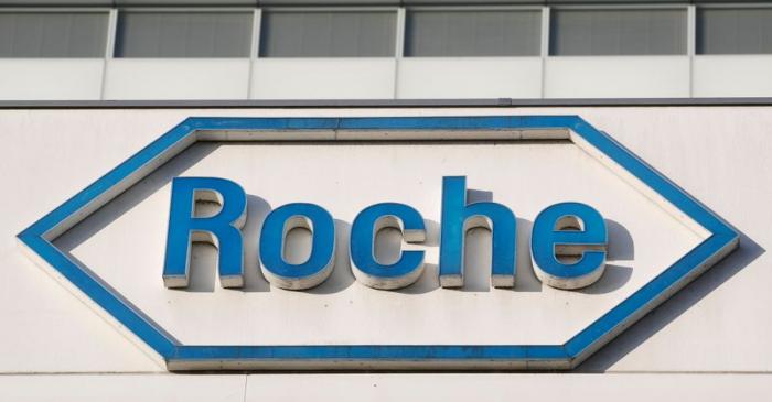 FILE PHOTO: The logo of Swiss drugmaker Roche at its headquarters in Basel
