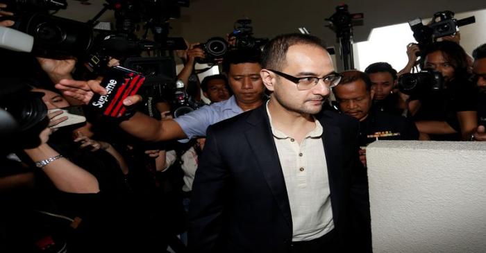 Riza Aziz, stepson of former Malaysia's Prime Minister Najib Razak, arrives at a court in Kuala
