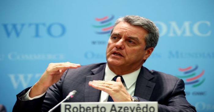 WTO Director-General Azevedo attends a news conference in Geneva