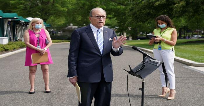 Larry Kudlow speaks about the economy at the White House in Washington