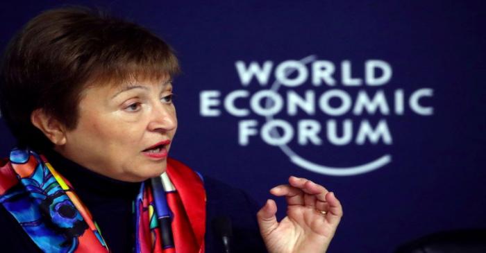 FILE PHOTO: IMF news conference ahead of the World Economic Forum (WEF) in Davos