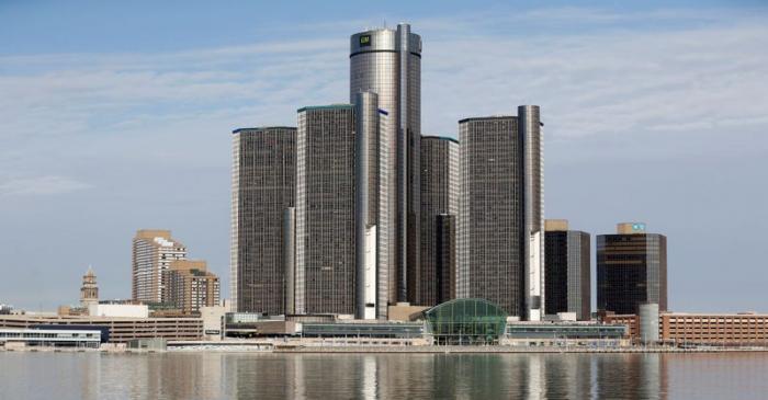 FILE PHOTO: The General Motors Co. headquarters is seen in Detroit from Windsor, Ontario