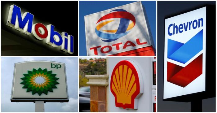 FILE PHOTO: A combination of file photos shows the logos of five of the largest publicly traded