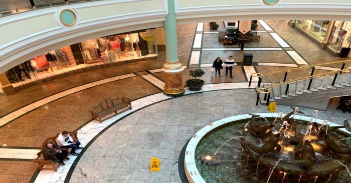 FILE PHOTO: Shoppers are seen inside a near deserted Intu Trafford Centre in Manchester