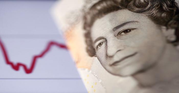 FILE PHOTO: A British pound note is seen in front of a stock graph in this picture illustration