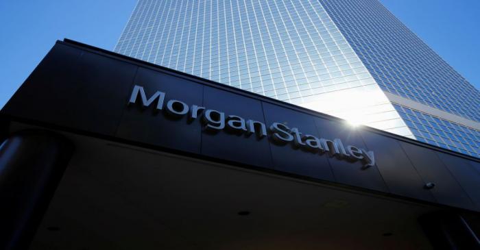 FILE PHOTO: The corporate logo of financial firm Morgan Stanley is pictured on a building in