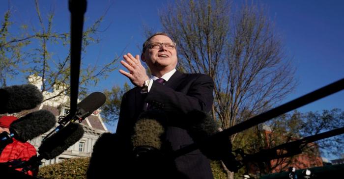 Kevin Hassett, chairman of the Council of Economic Advisers, speaks at the White House in