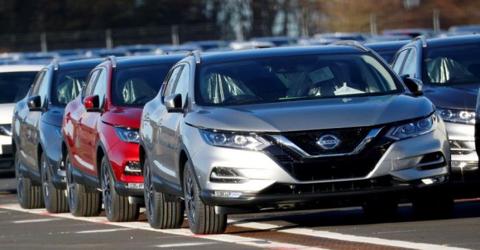 FILE PHOTO: Qashqai cars by Nissan are seen parked at the Nissan car plant in Sunderland