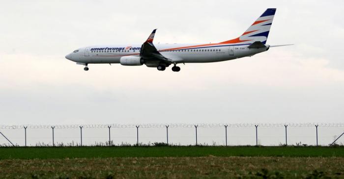 FILE PHOTO: Smartwings airline Boeing 737 approaches for landing at Vaclav Havel Airport in