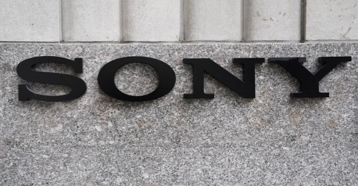 The Sony logo is seen on a building in the Manhattan borough of New York City