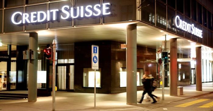 FILE PHOTO: Logo of Swiss bank Credit Suisse is seen in Basel