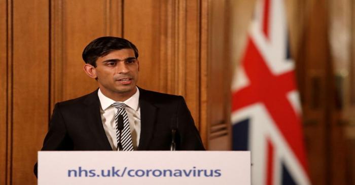 FILE PHOTO: British finance minister Rishi Sunak speaks at a coronavirus news conference in