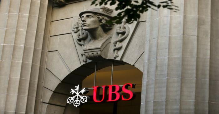 FILE PHOTO: The logo of Swiss bank UBS at its Zurich headquarters