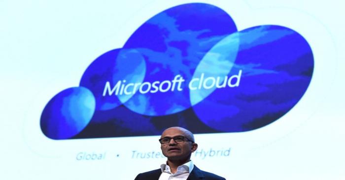 Microsoft CEO Satya Nadella speaks at a Microsoft tech gathering in Dublin