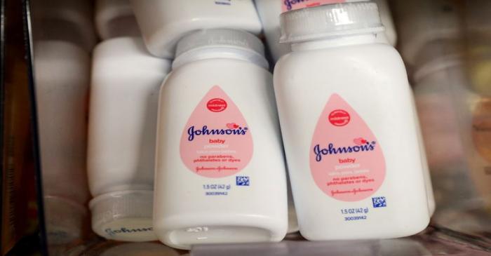 FILE PHOTO: Bottles of Johnson's baby powder are displayed in a store in New York