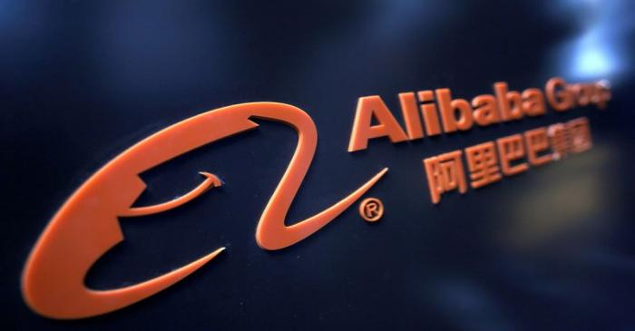 FILE PHOTO: A logo of Alibaba Group is seen at an exhibition during the World Intelligence