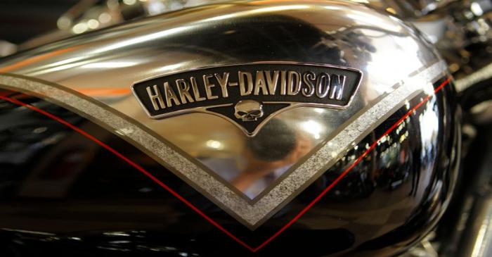 Harley Davidson softail Breakout fuel tank and logo are seen in Frederick Maryland