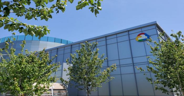 FILE PHOTO: A Google Cloud logo outside of the Google Cloud computing unit's headquarters in