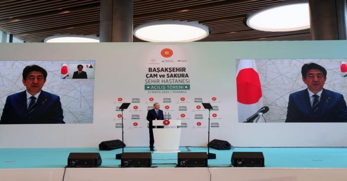 Japan's Prime Minister Abe attends inauguration of Istanbul's new Basaksehir city hospital via