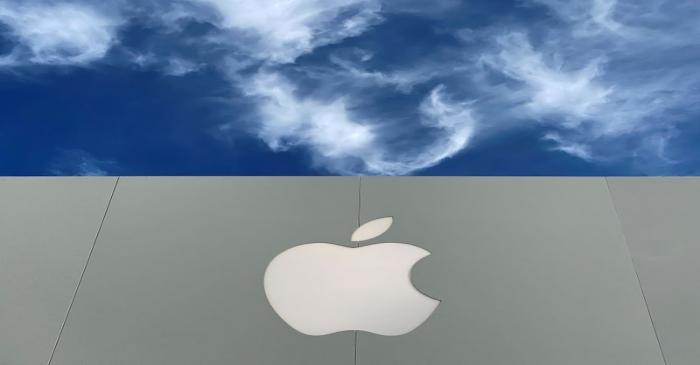 FILE PHOTO: The Apple logo is shown atop an Apple store at a shopping mall in La Jolla,