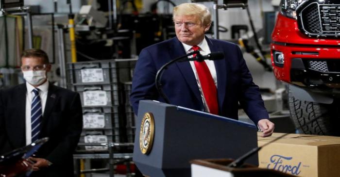 U.S. President Trump visits Ford Rawsonville Components Plant in Ypsilanti, Michigan