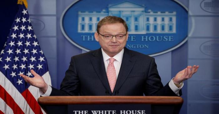 FILE PHOTO:  Hassett addresses reporters during the daily briefing at the White House in