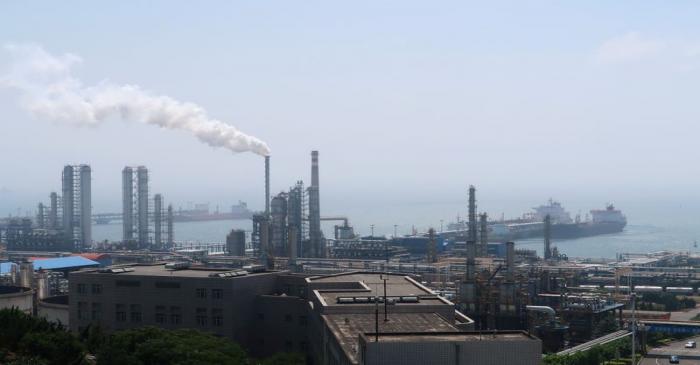China National Petroleum Corporation (CNPC)'s Dalian Petrochemical Corp refinery is seen near