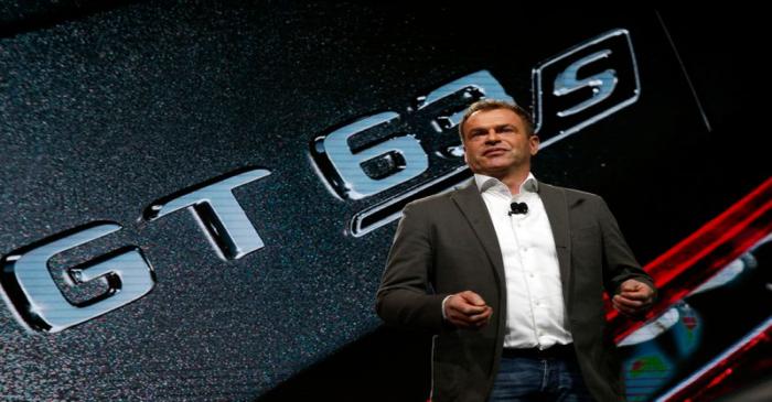 Mercedes-AMG's Moers speaks during the presentation of the GT 63S at the New York Auto Show in