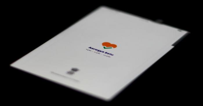 FILE PHOTO: A photo illustration of the Aarogya Setu app logo