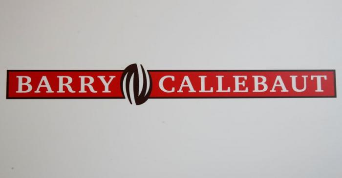 Logo of chocolate and cocoa product maker Barry Callebaut is pictured during the company's