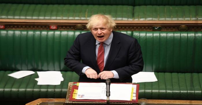 Britain's PM Johnson speaks at House of Commons during COVID-19 outbreak in London