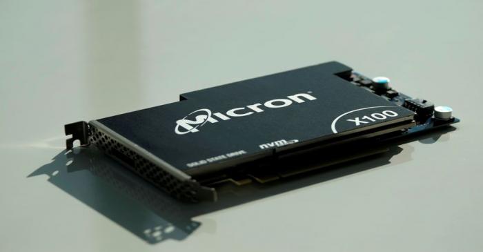 Micron Technology's solid-state drive for data center customers is presented at a product